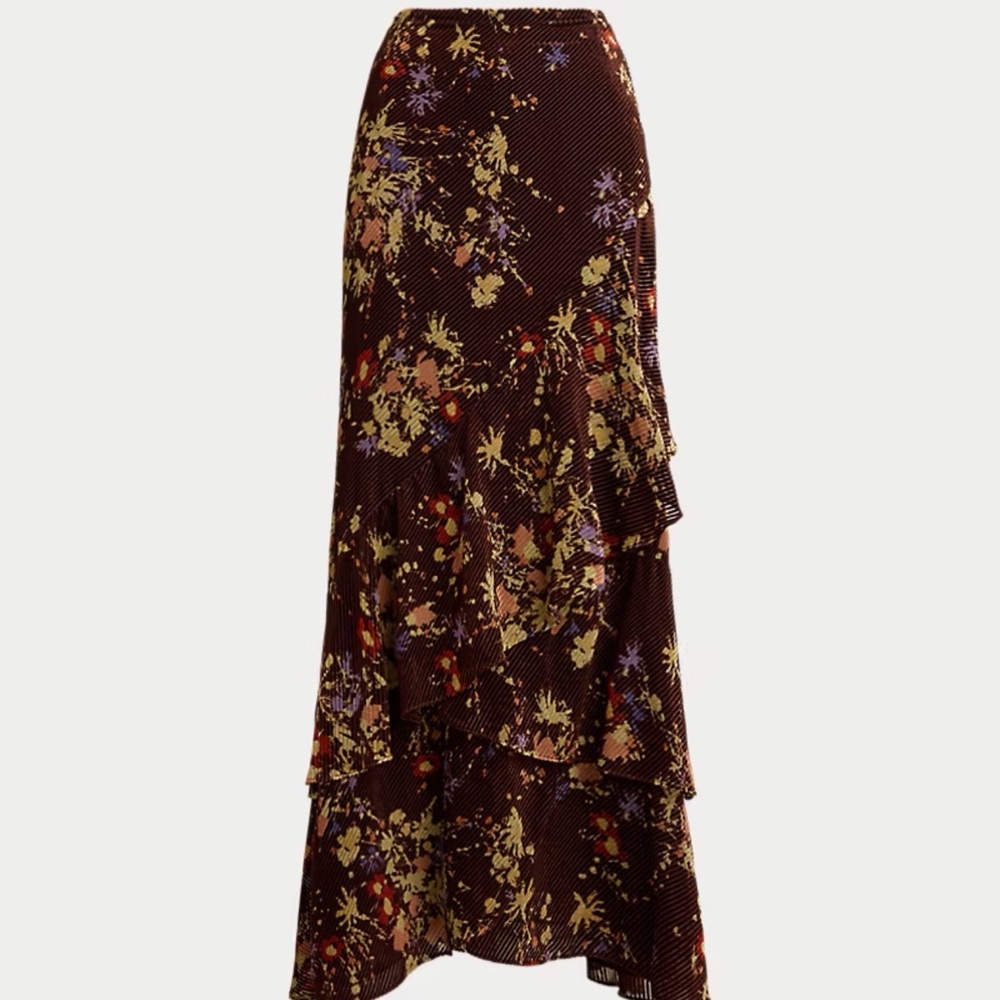Floral Brown Maxi Skirt